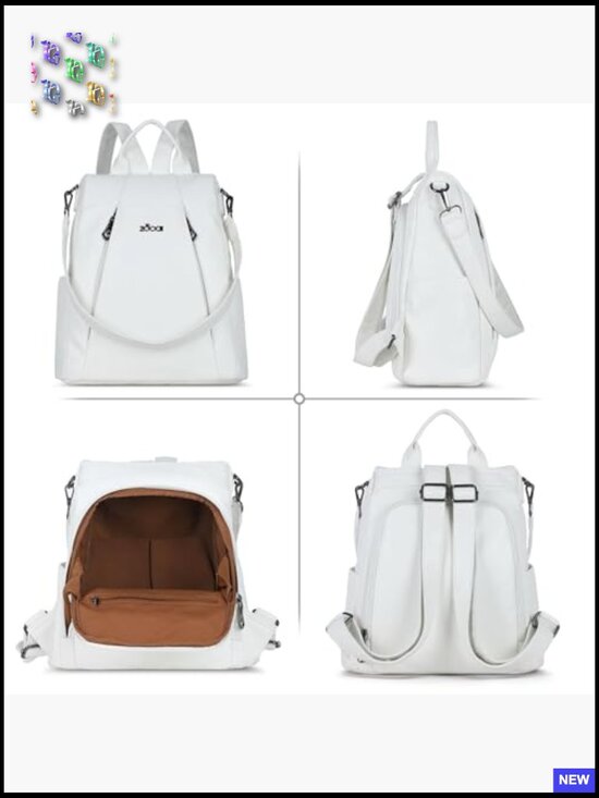 Medium Anti-Theft Backpack Purse Women Leather Shoulder Bag Removable Strap main image 4